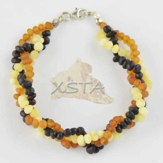 Raw amber beads bracelet with silver